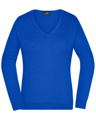 Ladies' V-Neck Pullover - royal, XS