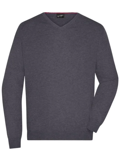 Men's V-Neck Pullover - anthracite-melange, S