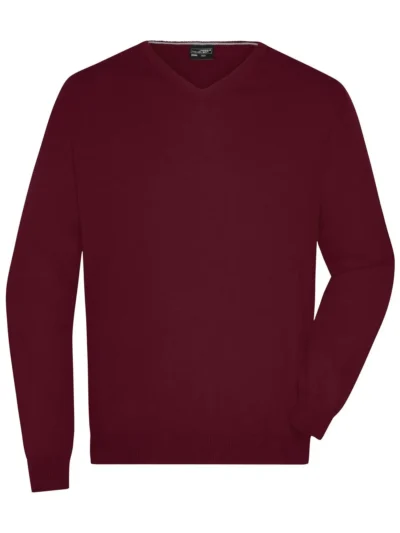 Men's V-Neck Pullover - bordeaux, M