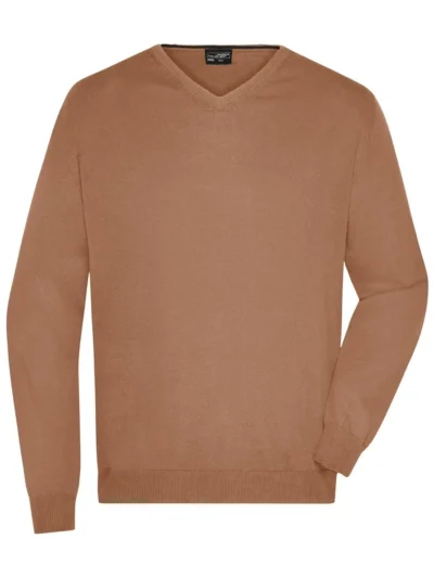 Men's V-Neck Pullover - camel, M