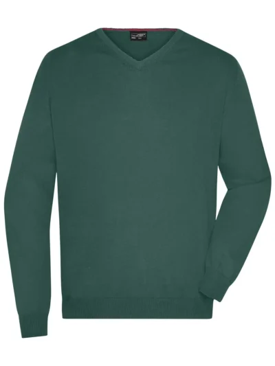 Men's V-Neck Pullover - forest green, XXL