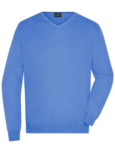 Men's V-Neck Pullover - glacier-blue, S