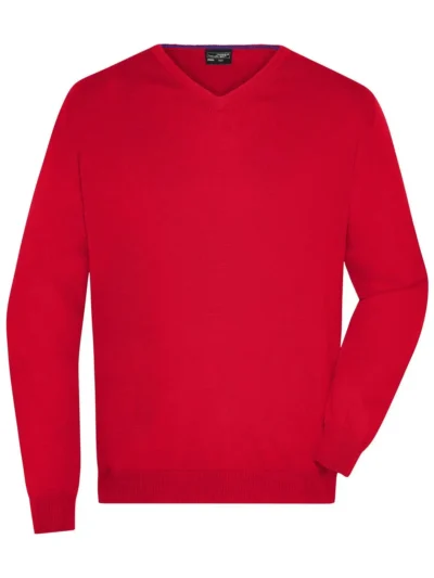 Men's V-Neck Pullover - red, L