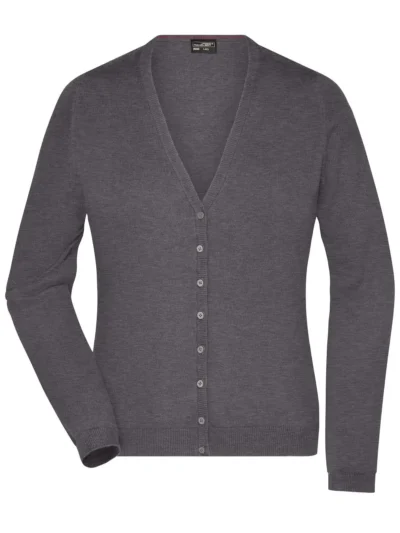 Ladies' V-Neck Cardigan - anthracite-melange, XS