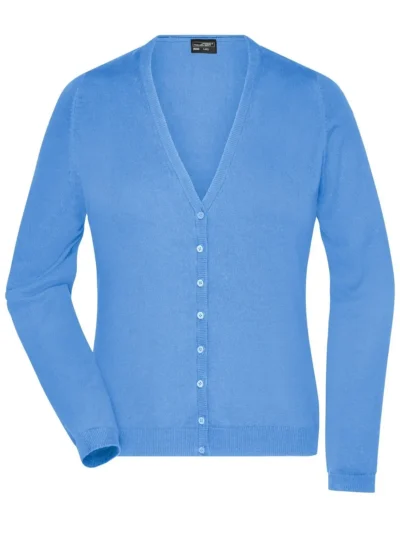Ladies' V-Neck Cardigan - glacier-blue, XL