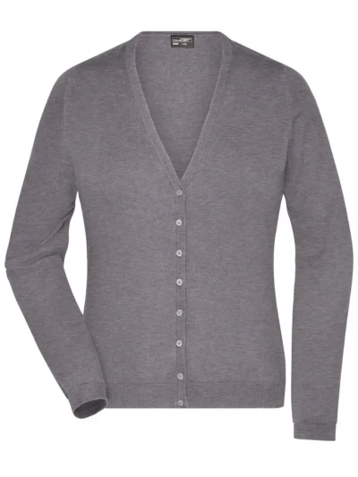 Ladies' V-Neck Cardigan - grey heather, L