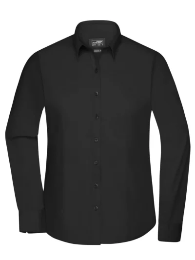 Ladies' Shirt Longsleeve Poplin - black, L
