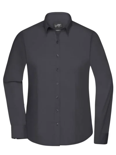 Ladies' Shirt Longsleeve Poplin - carbon, 3XL