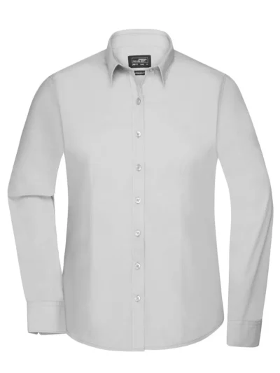 Ladies' Shirt Longsleeve Poplin - light grey, XL
