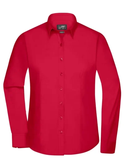 Ladies' Shirt Longsleeve Poplin - red, 3XL