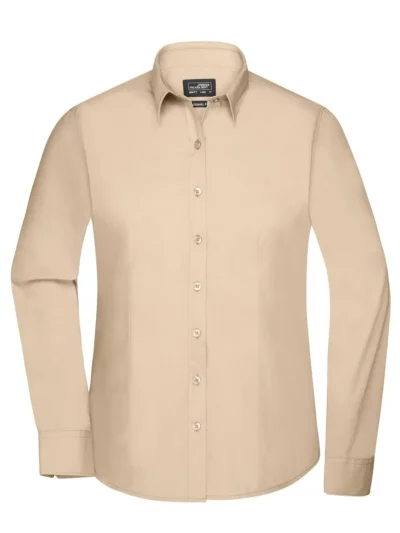 Ladies' Shirt Longsleeve Poplin - stone, M