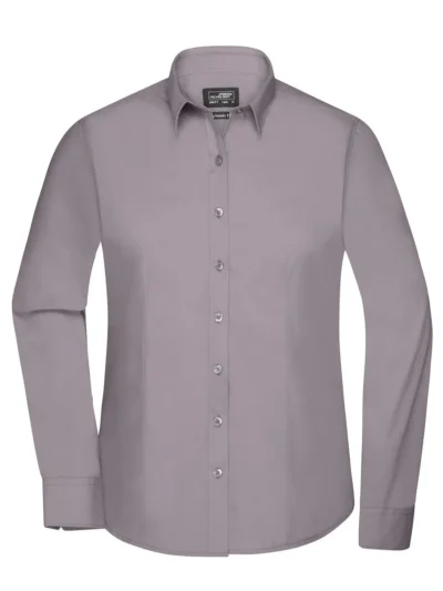 Ladies' Shirt Longsleeve Poplin - steel, 3XL