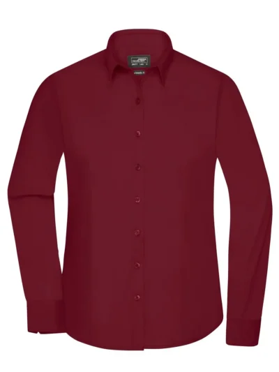 Ladies' Shirt Longsleeve Poplin - wine, M