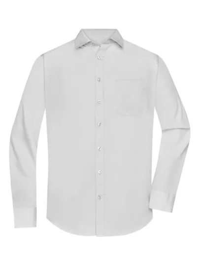 Men's Shirt Longsleeve Poplin - light grey, 4XL