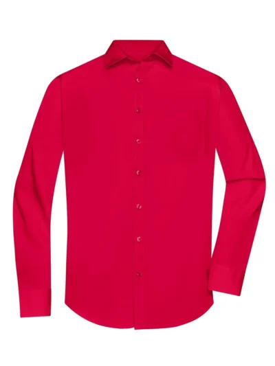 Men's Shirt Longsleeve Poplin - red, XXL