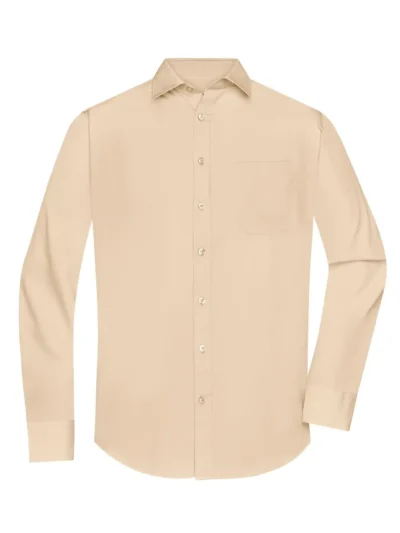 Men's Shirt Longsleeve Poplin - stone, L