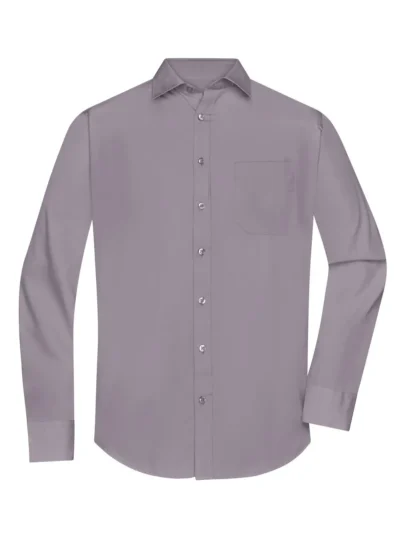 Men's Shirt Longsleeve Poplin - steel, XXL