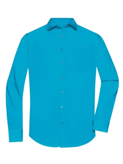 Men's Shirt Longsleeve Poplin - turquoise, L