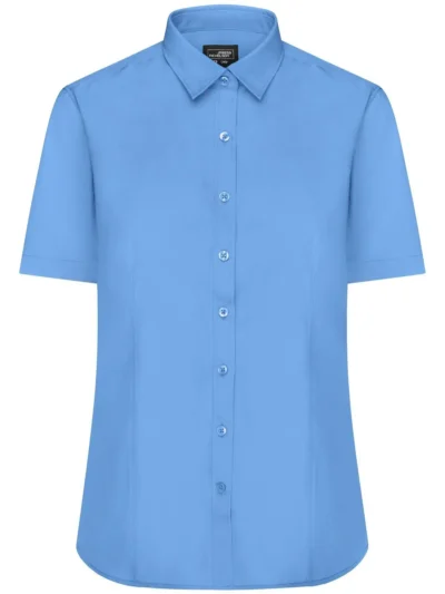 Ladies' Shirt Shortsleeve Poplin - aqua, M
