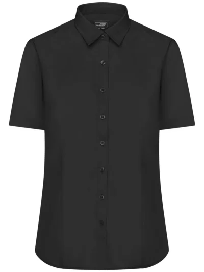 Ladies' Shirt Shortsleeve Poplin - black, M