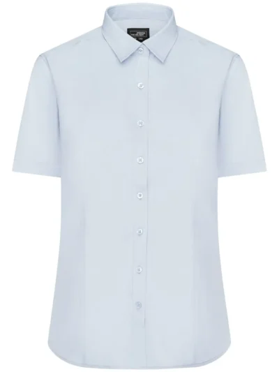 Ladies' Shirt Shortsleeve Poplin - light blue, XL