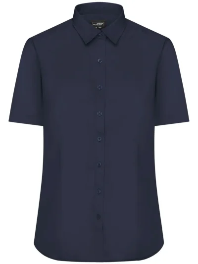 Ladies' Shirt Shortsleeve Poplin - navy, XL
