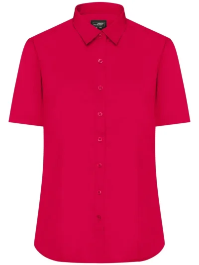 Ladies' Shirt Shortsleeve Poplin - red, L