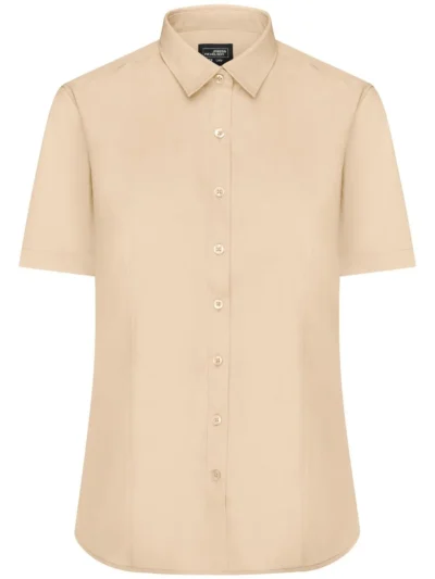 Ladies' Shirt Shortsleeve Poplin - stone, XL