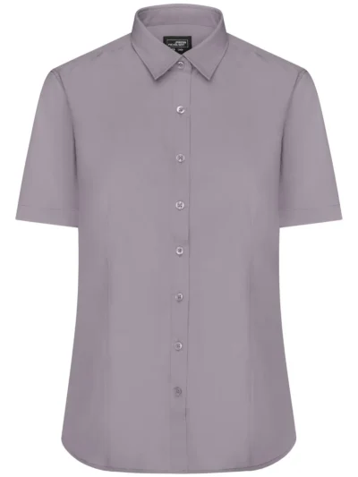 Ladies' Shirt Shortsleeve Poplin - steel, M