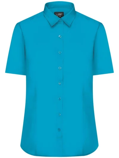 Ladies' Shirt Shortsleeve Poplin - turquoise, XS