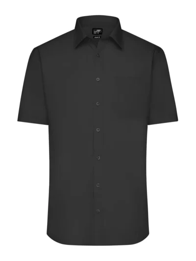 Men's Shirt Shortsleeve Poplin - black, 4XL