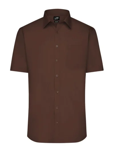 Men's Shirt Shortsleeve Poplin - brown, XL