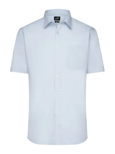 Men's Shirt Shortsleeve Poplin - light blue, 4XL