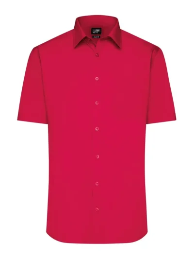 Men's Shirt Shortsleeve Poplin - red, L