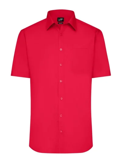 Men's Shirt Shortsleeve Poplin - tomato, XL
