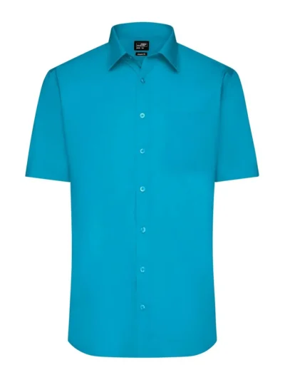 Men's Shirt Shortsleeve Poplin - turquoise, M