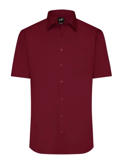 Men's Shirt Shortsleeve Poplin - wine, 4XL