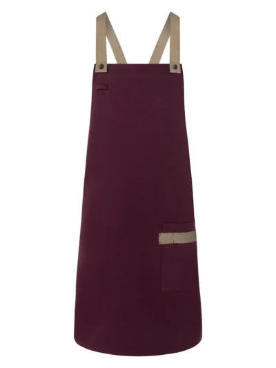 Bib Apron With Crossed Ribbons - aubergine, UNICA