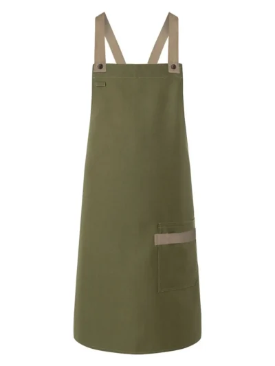 Bib Apron With Crossed Ribbons - moss green, UNICA