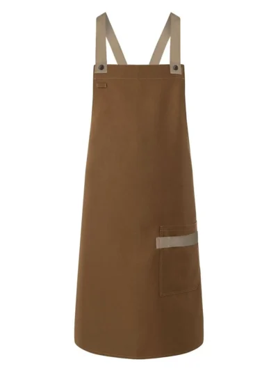Bib Apron With Crossed Ribbons - Cinnamon, UNICA