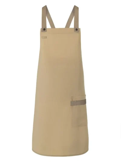 Bib Apron With Crossed Ribbons - Pebble Beige, UNICA