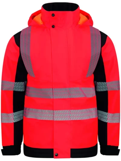 Hi-Vis Softshell Rain Jacket Printable Copenhagen - red/black, XXL