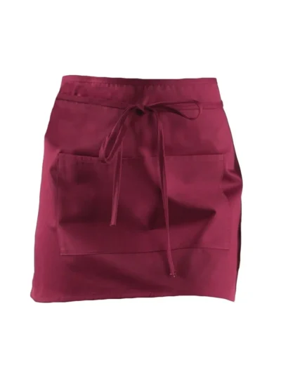 Basic Half Apron With Pocket - burgundy, UNICA