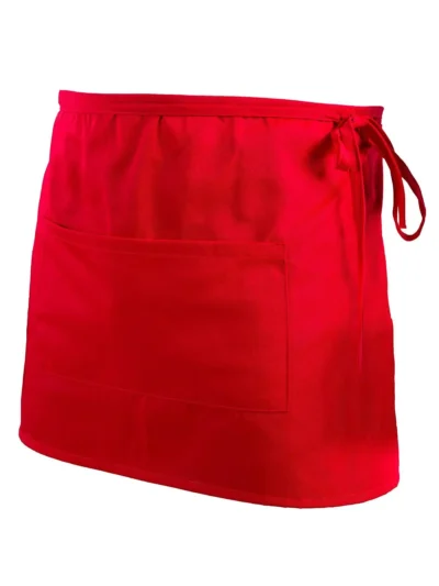 Basic Half Apron With Pocket - red, UNICA