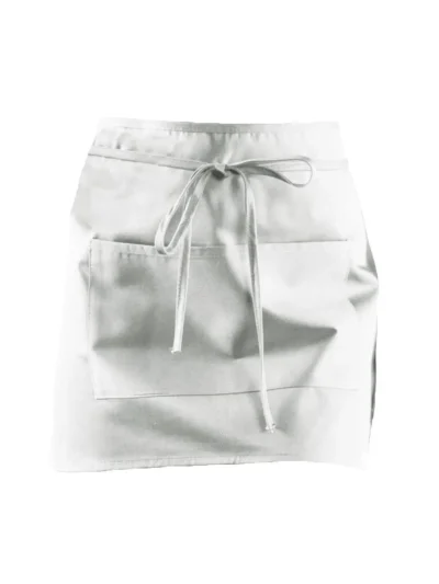 Basic Half Apron With Pocket - white, UNICA