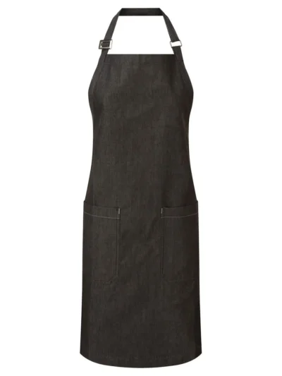 Organic Denim Fairtrade Bib Apron - black denim, UNICA