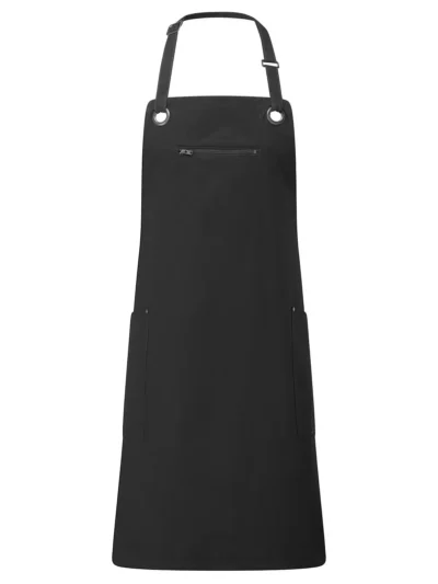 'Barley' Contrast Stitch Sustainable Bib Apron - black/charcoal, UNICA
