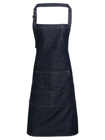 Jeans Stitch Denim Bib Apron - indigo denim, UNICA