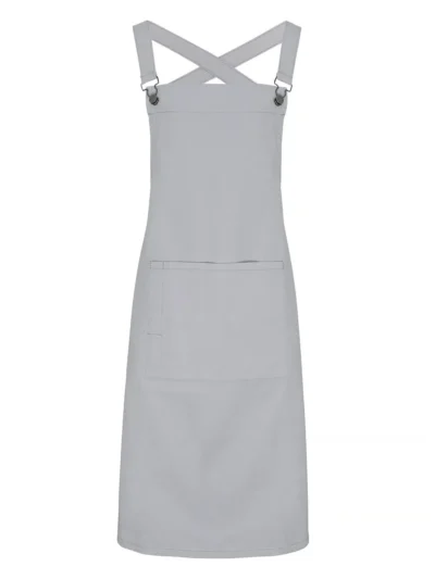 Cross Back "Barista" Bib Apron - silver, UNICA