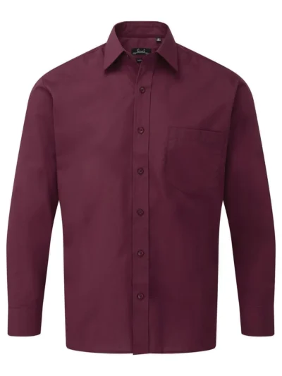 Men's Long Sleeve Poplin Shirt - aubergine, XXL